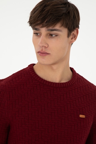 U.S. Polo Assn. Erkek Slim Fit Bisiklet Yaka Bordo Kazak 50297050-VR014