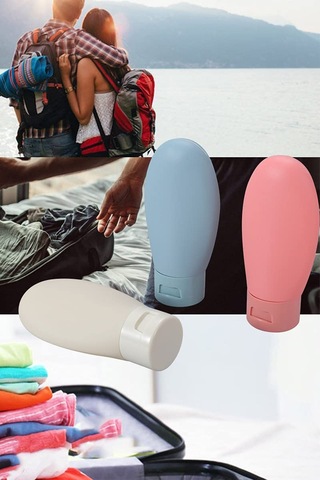 Doldurulabilir Şampuan Krem Saç Kremi Losyon Şişesi 3'lü Çantalı Çok Renkli