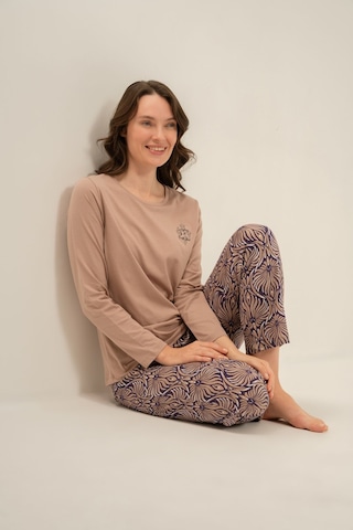 Arnetta Kadın Everyday Is A Fresh Start Kahverengi Uzun Kol Pijama Takım Ar3769-s-v2 Ar3769-s-v2