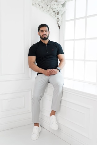 Paul Martin Fermuarlı Polo Yaka Regular Fit T-Shirt Siyah