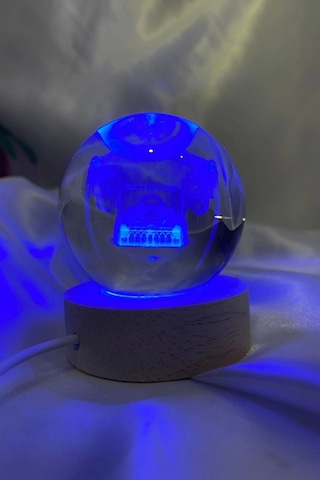 Sultan Ahmet 3d Led Işık Gecelambası Cam Küre Çok Renk Günışığı Ahşap Sultanahmet Cami Gece Lambası 6 Cm