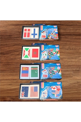 Tüm Dünya Ülkeleri-harita-bayrak-başkent Kartları-dörtlü Avantaj Set