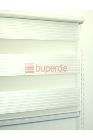 Buperde Beyaz Geniş Pilise Pliseli Zebra Stor Perde