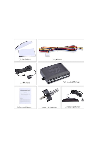 Dijital Ekranlı Araç Park Sensörü Ses İkazlı 4 Sensörlü Metalik Sarı