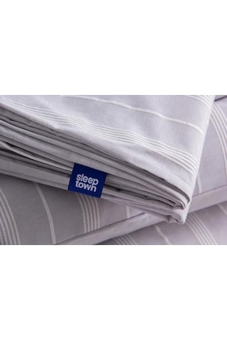 Sleeptown Keten Görünümlü Armürlü Pamuk Nevresim Takımı Gri-bej 200x220 Çift Kişilik Gri Diğer