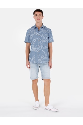 Colin's Colins Normal Kesim Shirt Yaka Cepsiz Mavi Erkek Kısa Kol Gömlek Cl1067589 Cl1067589 Q1.v1 Inv İndigo