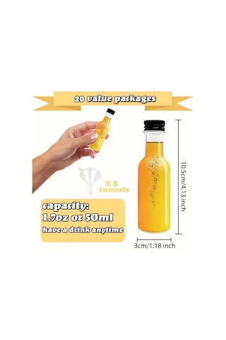 Willowhaven Siyah 20li Mini Likör Şişeleri Partiler İçin 5 Huni Ve Altın Gümüş Kapaklı