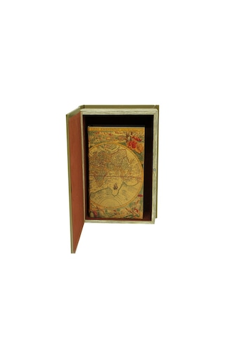Authentic Eski Dünya Haritalı Kitap Şeklinde Kutu 2'li Set 27-21c