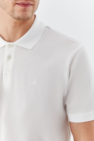 Sabri Özel Erkek Beyaz Dar Kesim Slim FitPamuk Dokuma Düğmeli Polo Yaka T-shirt