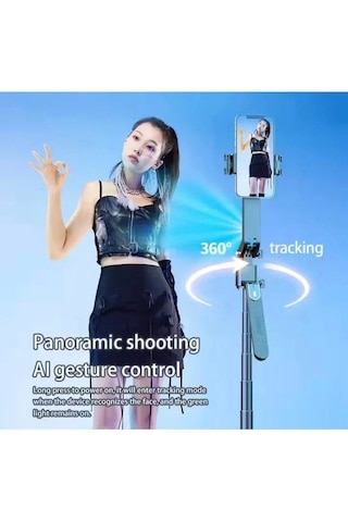Q185 Akıllı Yüz Takip Özellikli Kameralı Kumandalı Canlı Yayın Selfi Çubuğu Gimbal Tripod
