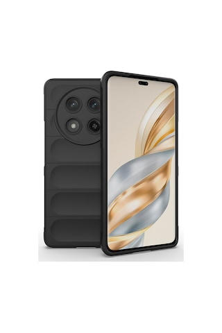 Honor Magic 7 Lite Kılıf Esnek Tpu Oyuklu Arka Yüzey Tasarımlı Uzrm Etnik Silikon Kapak - Siyah Siyah