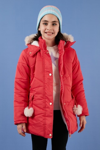 Lela Içi Peluş Astarlı Kapüşonlu Şişme Kız Çocuk Mont 6035034 Kırmızı