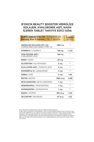 Beauty Booster 60 Tablet - Kolajen Nicotinamide CoQ10 Glutatyon  Astaksantin Resveratrol Hya Asit.