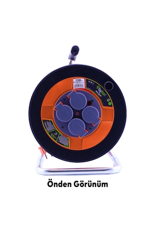 Bylion Ip44 Plastik Makaralı Kapaklı 4 Prizli Uzatma Kablosu 3x2.5 Mm 30 Metre Termal Sigortalı