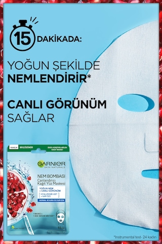 Garnier Nem Bombası Canlandırıcı Kağıt Yüz Maskesi 3'Lü Set