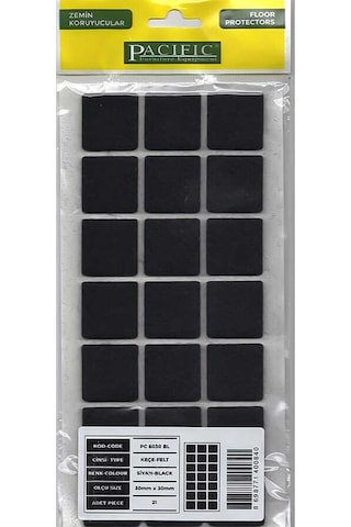 Pacific 6030 BL Yapışkanlı Keçe 30 mm X 30 mm Siyah Pacific 6030 BL Yapışkanlı Keçe 30 mm X 30 mm Siyah