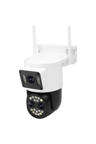 3 Lensli 12mp Wifi Ip Kamera Çift Zoom Tam Renkli Gece Görüşlü İki Yönlü Sesli Dış Mekan Kamera