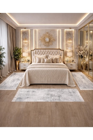 3 Parça Premium Lüks Yatak Odası Yolluk Seti 2 Adet 80x150 Cm 1 Adet 80x300 Cm Gri 3 Parça Premium Lüks Yatak Odası Yolluk Seti 2 Adet 80x150 Cm 1 Adet 80x300 Cm Gri