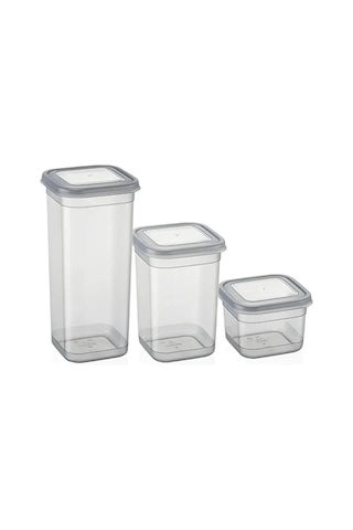 Kapris Erzak Saklama Kabı 3'Lü Antrasit 1700 ML + 1100 ML + 500 ML Antrasit