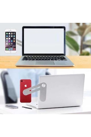 Laptop - Monitör Telefon Tutucu Yandan Telefon Tutma F21-Gümüş