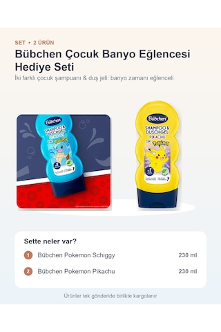 Bübchen Çocuk Banyo Eğlencesi Hediye Seti 2 Parça: Pokemon Schiggy + Pokemon Pikachu