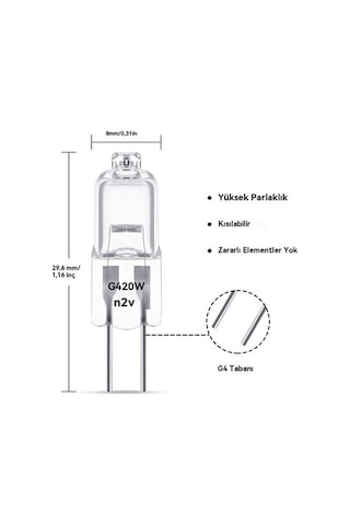Diğer 20 Adet G4 Halojen Ampul, 20w 12v, Şeffaf Kapsül, Sıcak Beyaz Ev Aydınlatma