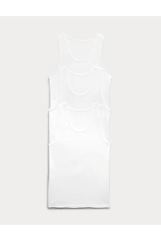 Marks & Spencer Saf Pamuklu 3'lü Atlet Seti T14005700d Beyaz