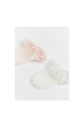 LC Waikiki Alıta Cıty Farkıyla Lcw Baby Pembe Fırfırlı Kız Bebek Patik Çorap 2'li Pembe - 923930770 Pembe