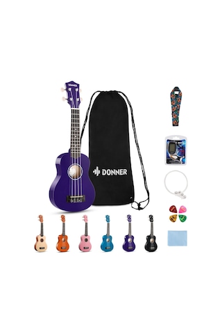 Donner Dus-10p Soprano Ukulele Seti Mor