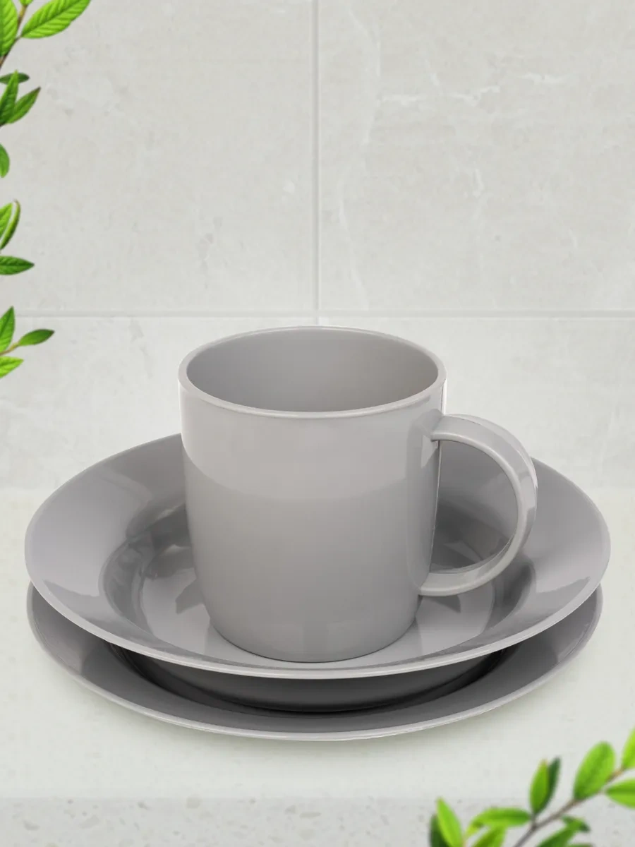 Gred Plastik Çok Kullanımlık Yemek Takımı Seti 283212549 Gri