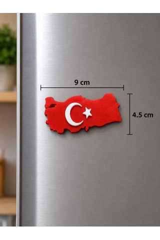 Magnet Buzdolabı Magneti Türkiye Haritası Türk Bayraklı Hediyelik Dekoratif 9 X 4,5 Cm