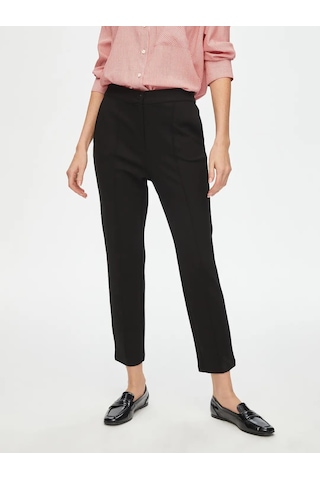 Faik Sönmez Önü Dikişli Slim Fit Örme Kadın Pantolon 00089 Siyah