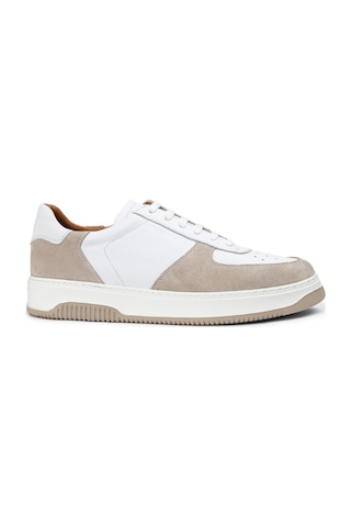 Deery Hakiki Deri Bej Erkek Sneaker Ayakkabı - 01965Mbeje01 Bej