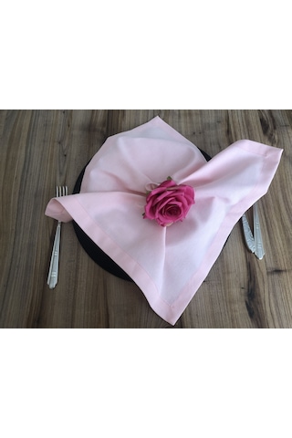 Açık Pembe Kumaş Peçete 6 Adet 40x40 Cm Çok Renkli