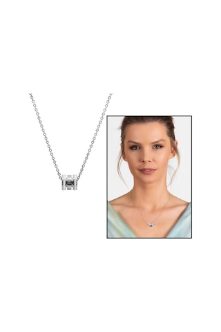 Silindir Tasarım Kenarları Zirkon Taşlı Silver Renk Çelik Kadın K (508194975) Çok Renkli