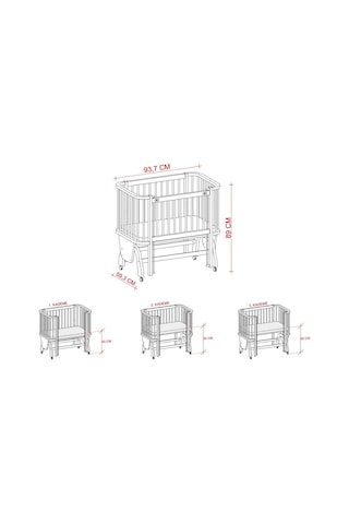 Meltem Kids Mood Sallanır Ahşap Anne Yanı Beşik 50x90 cm (beyaz-ekru) Ekru