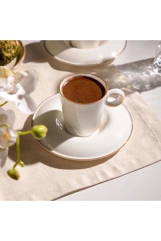 Nehir Hillary 6 Kişilik 12 Parça Porselen Kahve Fincan Takımı