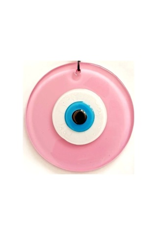 Pembe Renk Cam Nazar Boncuklu El Yapımı Özel Tasarım Duvar Süsü Hediyelik Eşya