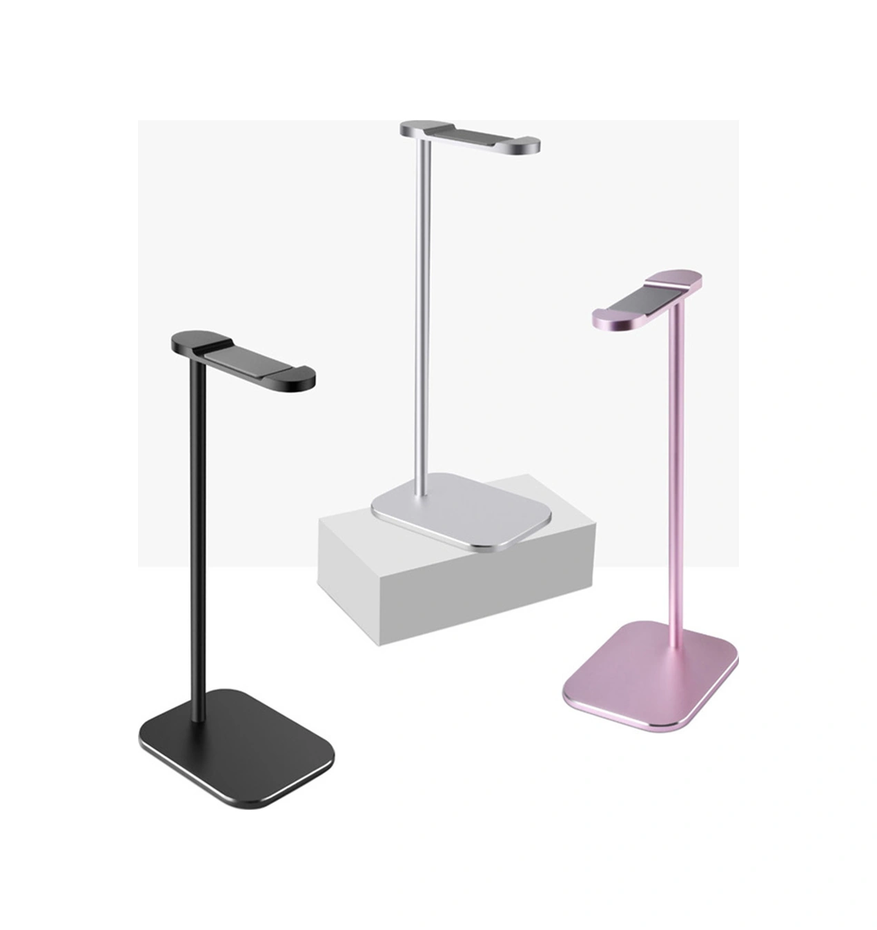 Moveevo Alüminyum Kulaklık Tutucu - Dayanıklı, Kayma Engellici, U-şekilli Tasarım, Ev/ofis/stüdyo Kullanıma Uygun, Pembe