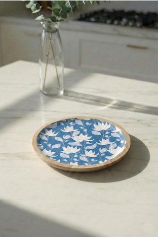 Mango Agacı Pasta Tabağı & Sunum Tabağı 20 Cm Desenli Kahverengi