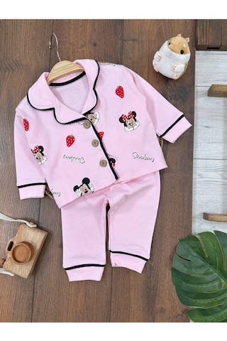 Çilek Desenli Kruvaze Yaka Pijama Takımı 4bb2 Pembe