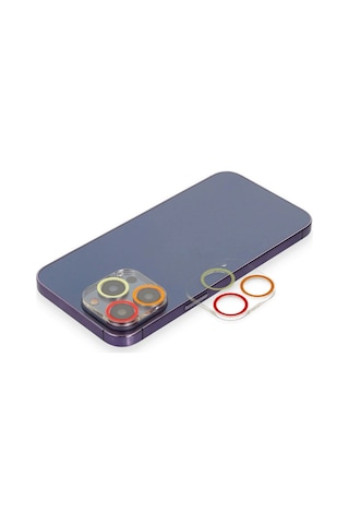 Newface Apple iPhone Uyumlu 12 Pro Max Renkli Kamera Lens Koruma Cam Semeglbl - 17 - Turuncu-kırmızı