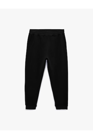 Koton Rahat Kesim Cepli Pamuklu Beli Lastikli Jogger Spor Eşofman Altı Siyah 6sam40084nk
