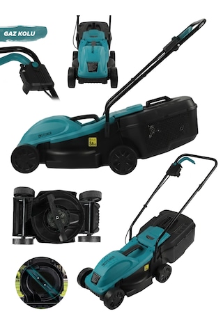 Steiner 1200w Elektrikli Bakır Sargılı Tekerlekli Çim Biçme Makinesi Mavi 30 Litre Toplama Torbalı