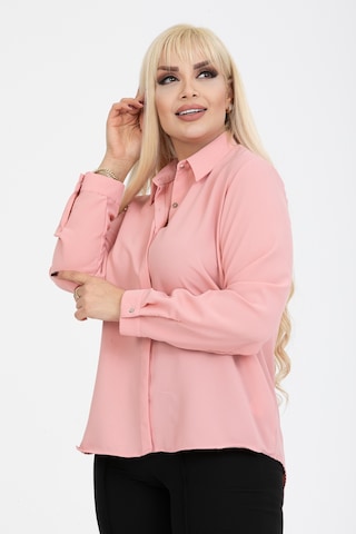 Pera Moda Jessica Büyük Beden Gömlek Pudra