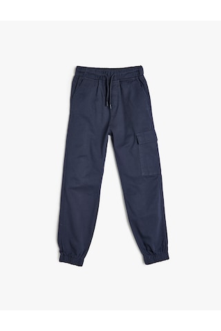 Koton Beli Bağcıklı Cep Detaylı Pamuklu Jogger Eşofman Altı Lacivert 5wkb40083tw Lacivert