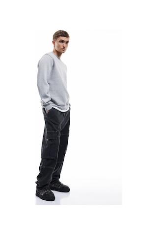 Koton Uzun Kollu Şardonlu Kumaş Detaylı Bisiklet Yaka Sweatshirt Gri 6wam70070mk Gri