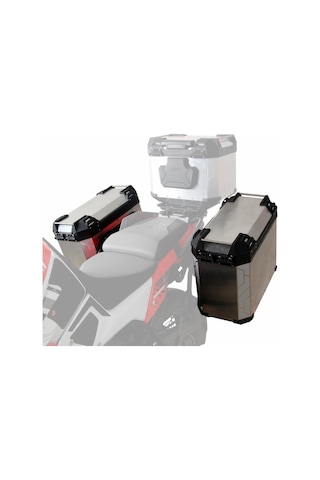 GP Kompozit Universal 40 lt x 2 Alüminyum Motosiklet Yan Çanta Seti Gri