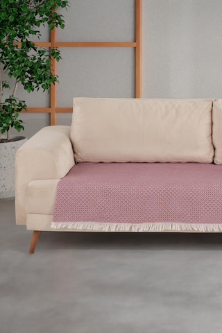 ZeynepTekstil Halfy Natural Pamuklu Koltuk Şalı Çekyat Örtüsü 100 x 210 Kırmızı