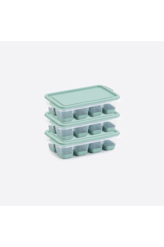 3 Lü Set Mini Kapaklı Silikon Buzluk Yeşil Renk